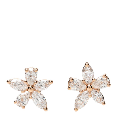 Tiffany 18K Rose Gold Diamond Medium Victoria Mixed Cluster Earrings 1 of 5