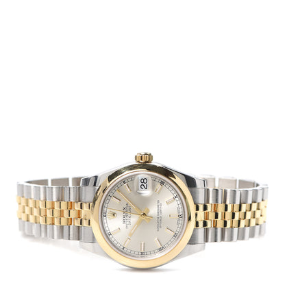 Rolex Stainless Steel 18K Yellow Gold 31mm Oyster Perpetual Datejust Watch Silver 178243 2 of 7