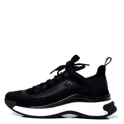 Chanel Velvet Calfskin Mixed Fibers CC Sneakers 37 Black 1 of 6