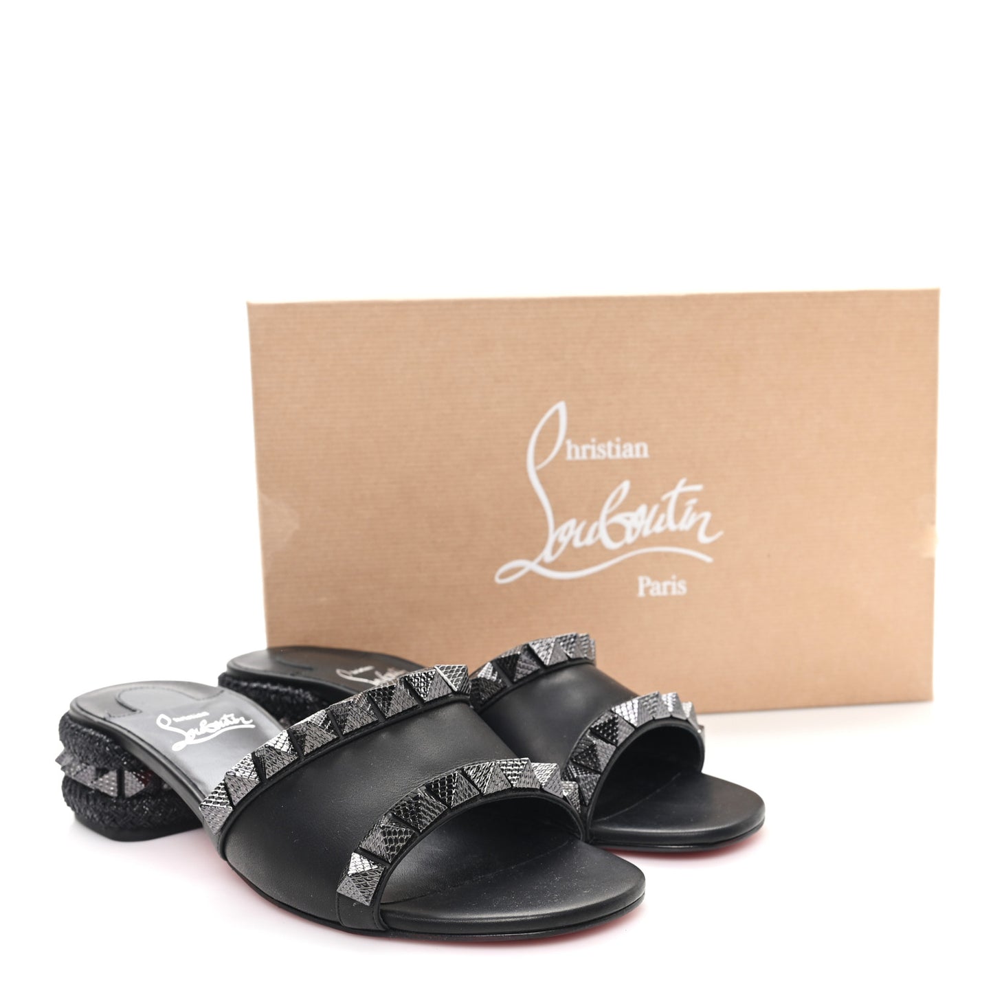 Waxed Calfskin Pyramule 30mm Sandals 37 Black