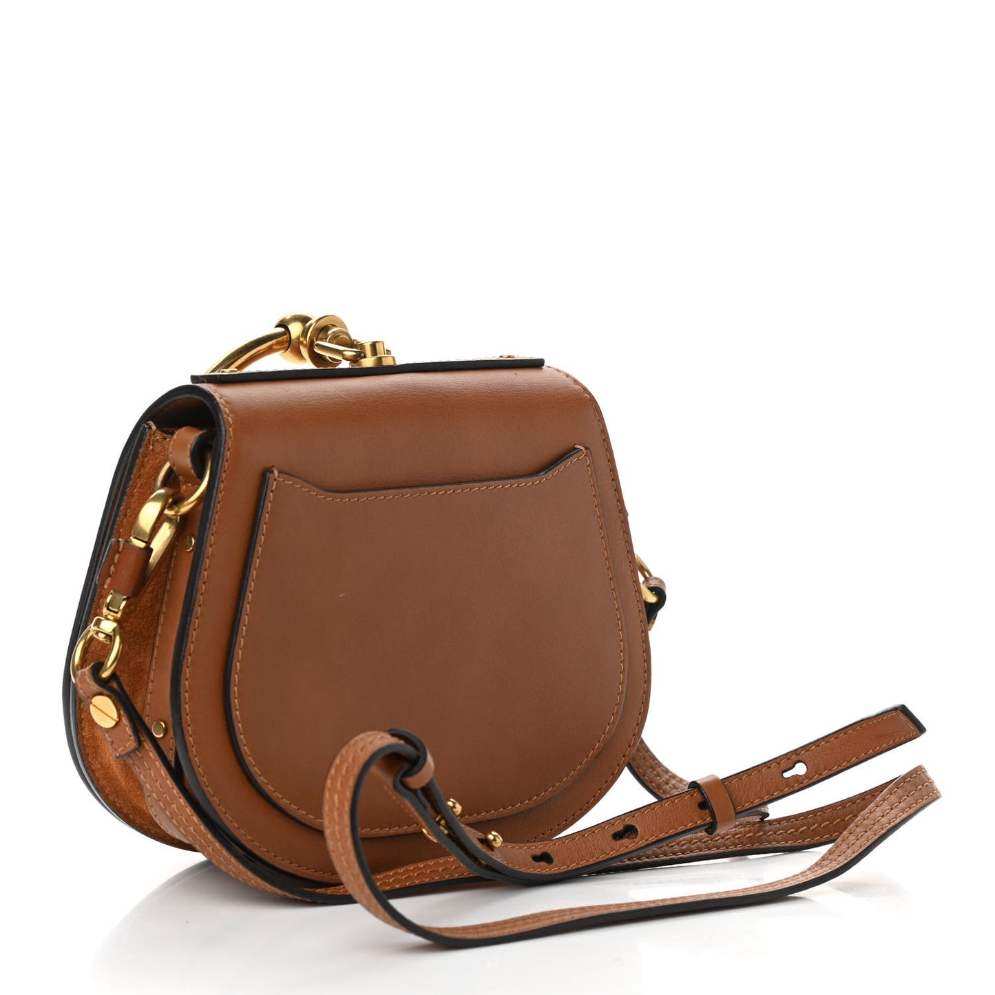 Calfskin Suede Small Nile Bracelet Bag Caramel