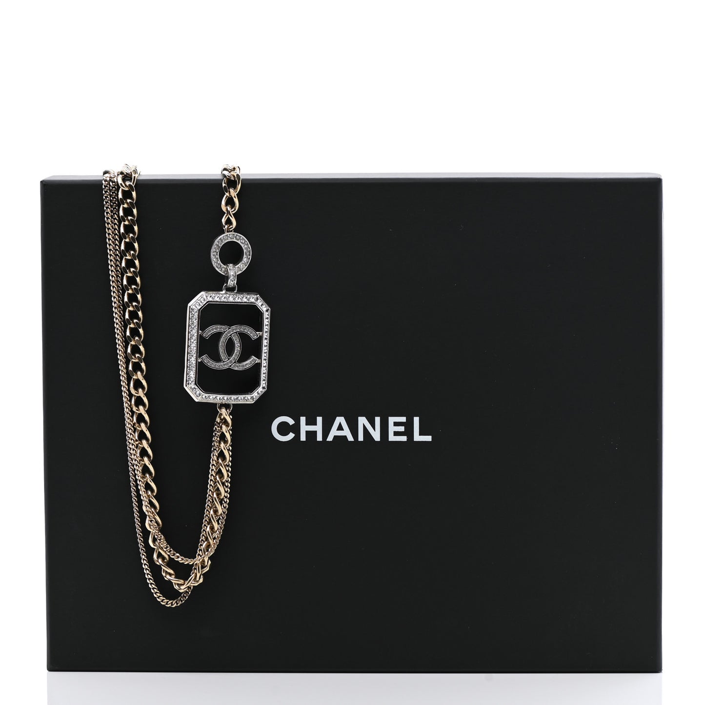 Crystal Chain CC Multi Strand Necklace Gold Silver