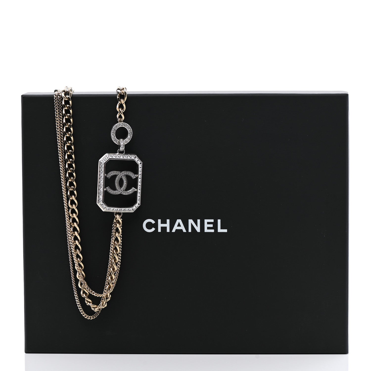 Chanel Crystal Chain CC Multi Strand Necklace Gold Silver 7 of 7