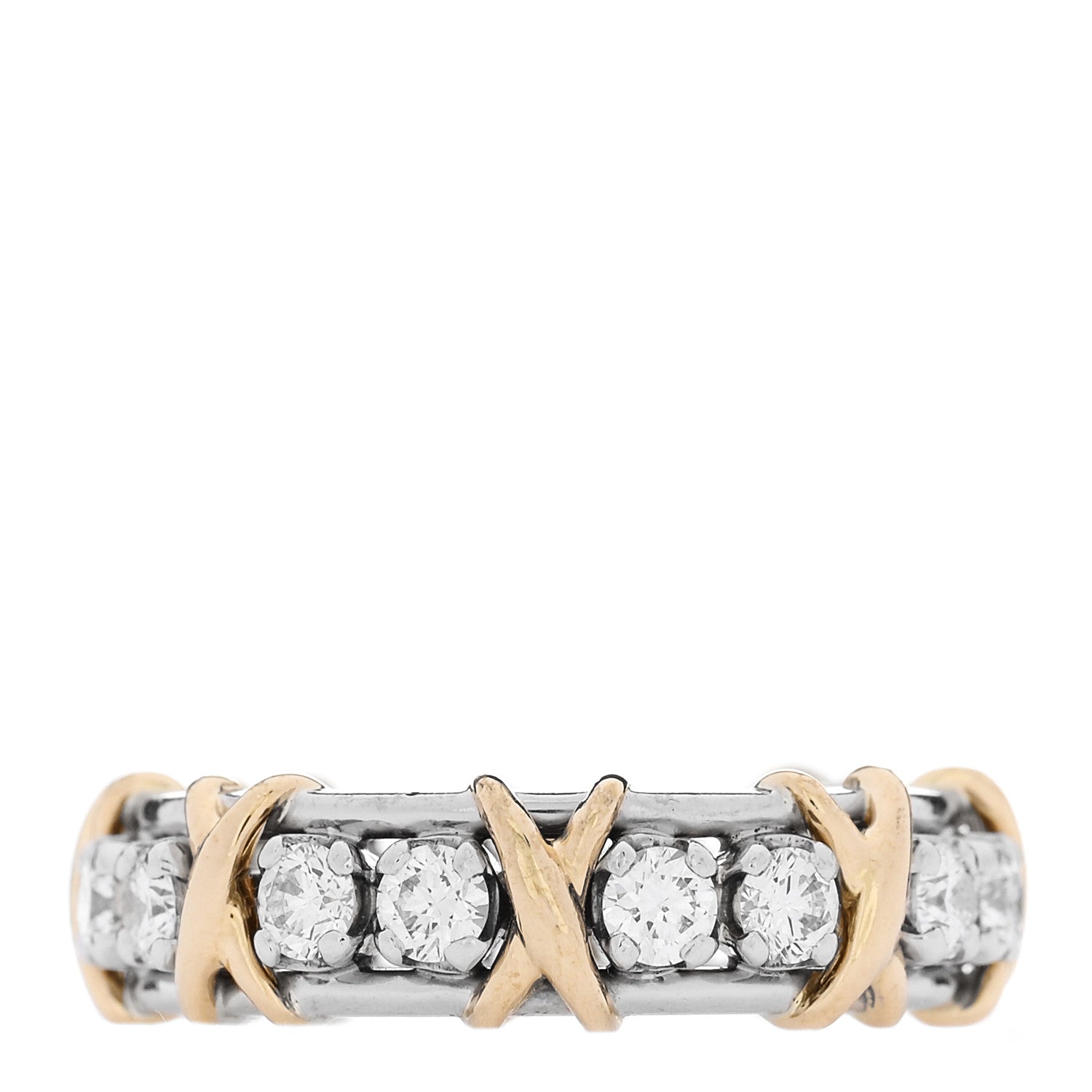 Tiffany Platinum 18K Yellow Gold Diamond Schlumberger Sixteen Stone Ring 53 6.5 1 of 6