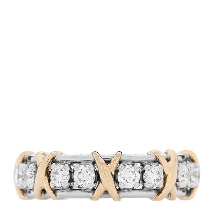 Tiffany Platinum 18K Yellow Gold Diamond Schlumberger Sixteen Stone Ring 53 6.5 1 of 6