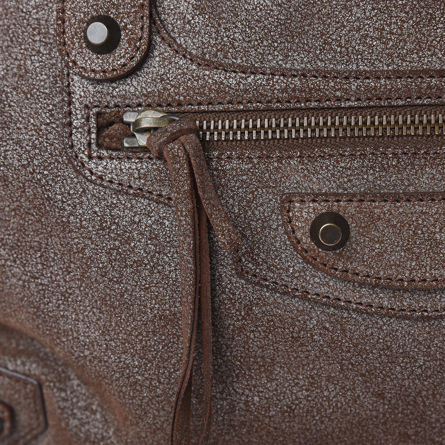 Metallic Craquele Calfskin Classic Hardware City Bronze