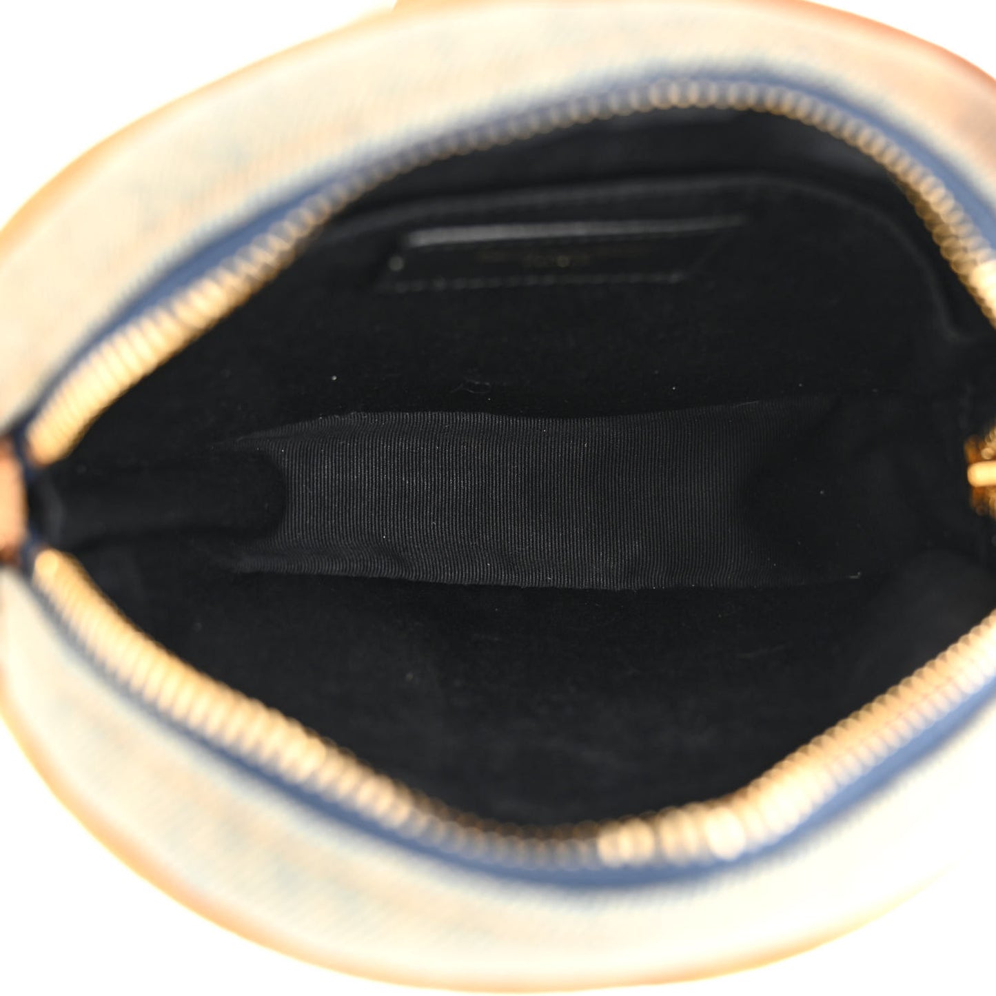Denim Quilted Monogram Round Crossbody Bag Rodeo Blue