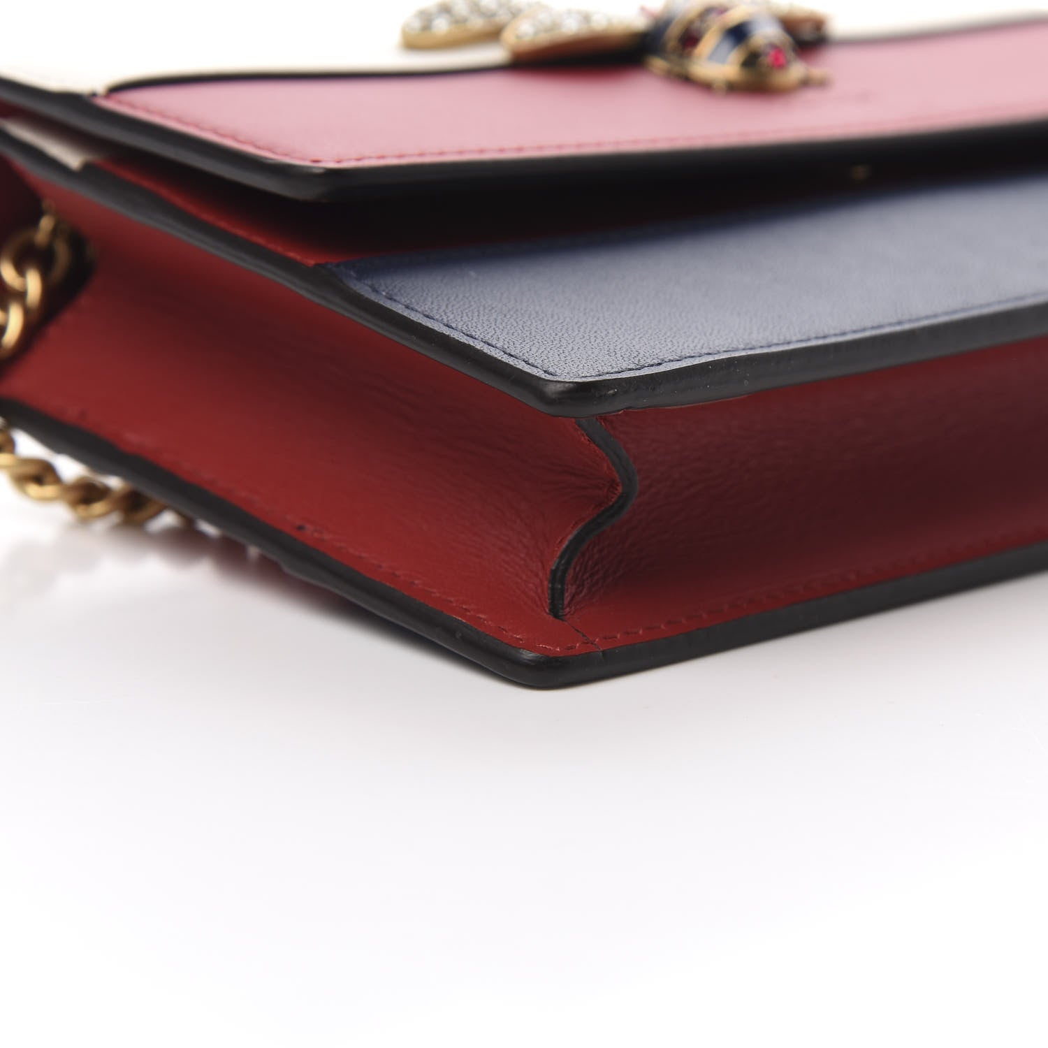 Gucci Calfskin Queen Margaret Chain Wallet Blue Agata Hibiscus Red Mystic White 8 of 10