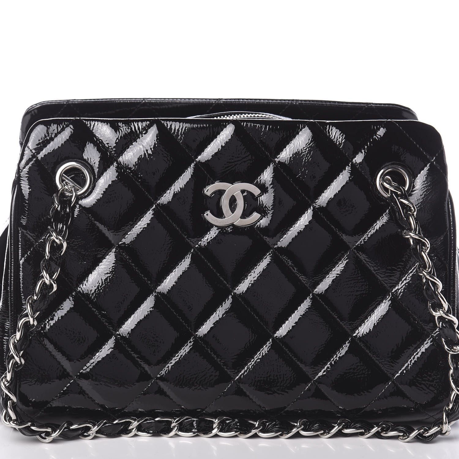 Chanel Patent Quilted Tote Black 8 of 10