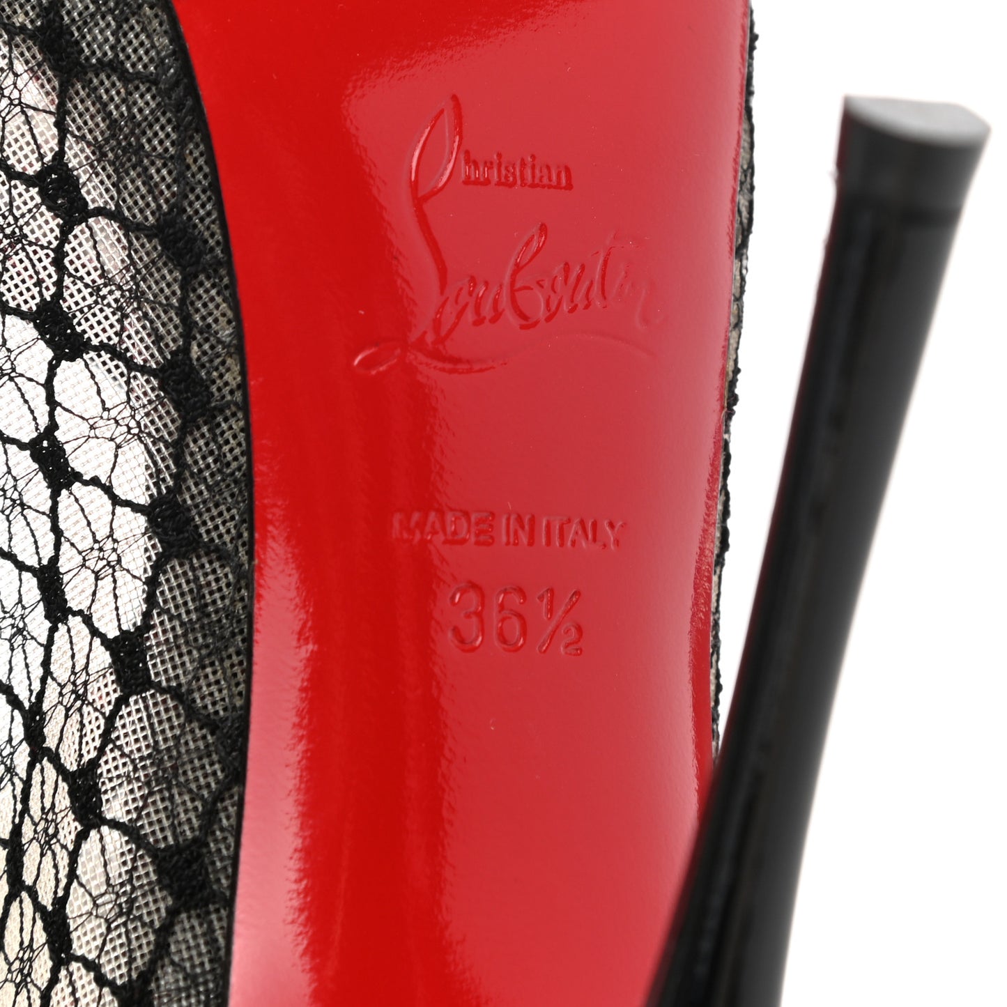 Patent Fishnet Lace Empiralta 120 Sandals 36.5 Black