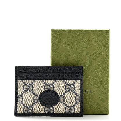 Gucci GG Supreme Monogram Textured Dollar Calfskin Retro Interlocking G Card Holder Beige Blue 7 of 7