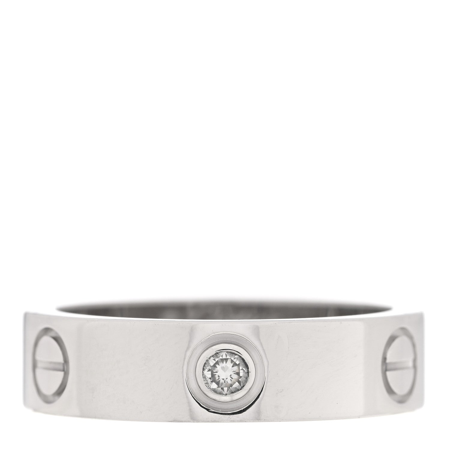 Cartier 18K White Gold 3 Diamond 5.5mm LOVE Ring 58 8.5 1 of 5