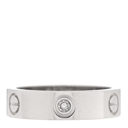 Cartier 18K White Gold 3 Diamond 5.5mm LOVE Ring 58 8.5 1 of 5