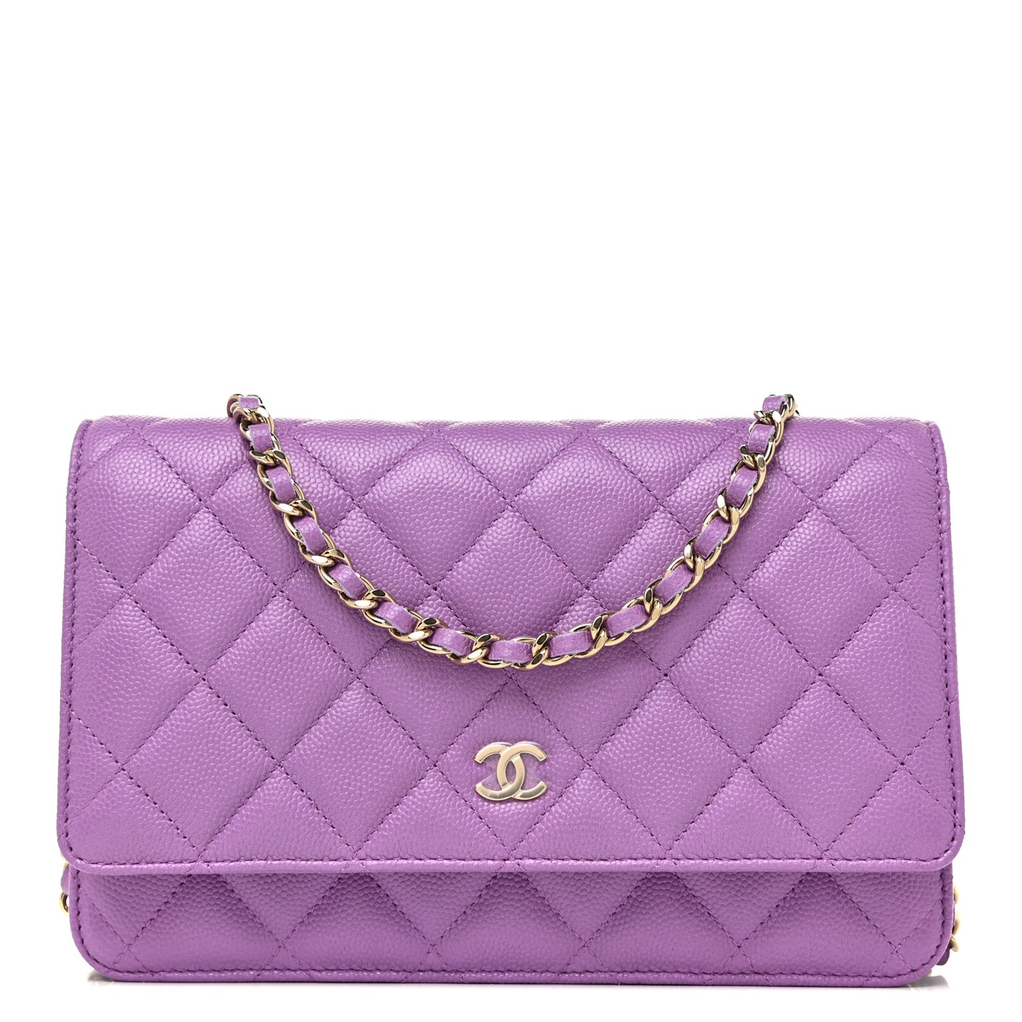 Caviar Quilted Wallet On Chain WOC Purple