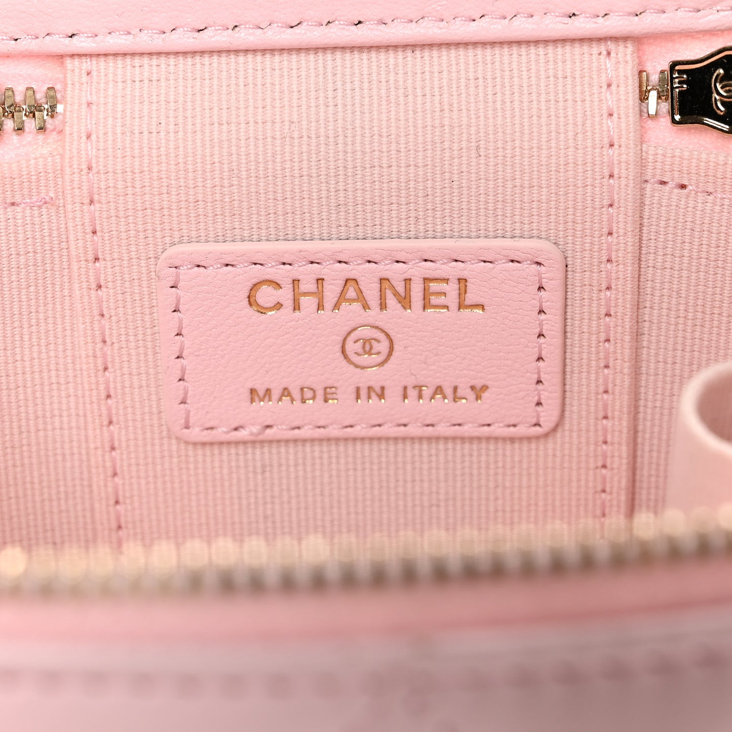 Lambskin Quilted Mini Vanity Case With Pearl Chain  Light Pink
