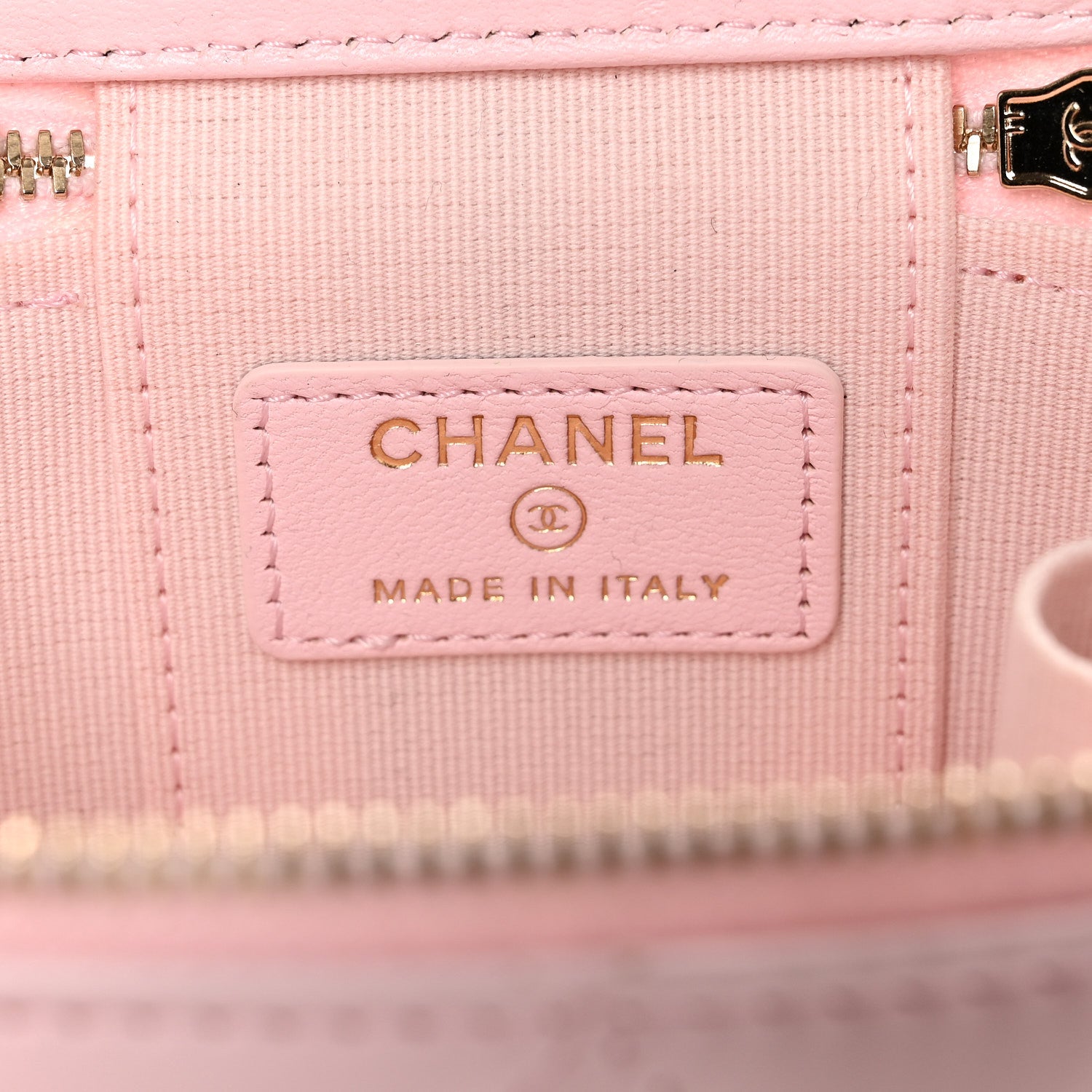 Chanel Lambskin Quilted Mini Vanity Case With Pearl Chain  Light Pink 6 of 11
