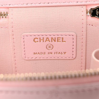 Chanel Lambskin Quilted Mini Vanity Case With Pearl Chain  Light Pink 6 of 11
