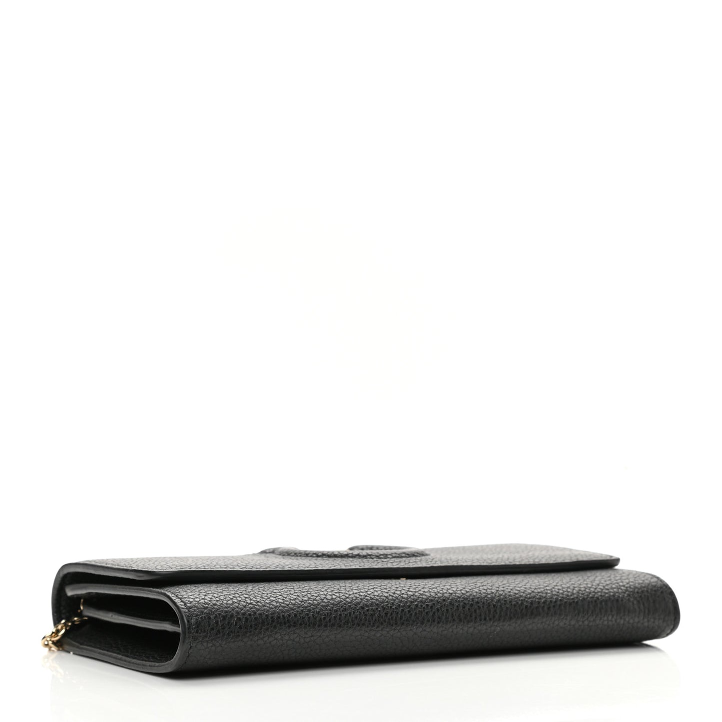Calfskin City Wallet On Chain Black