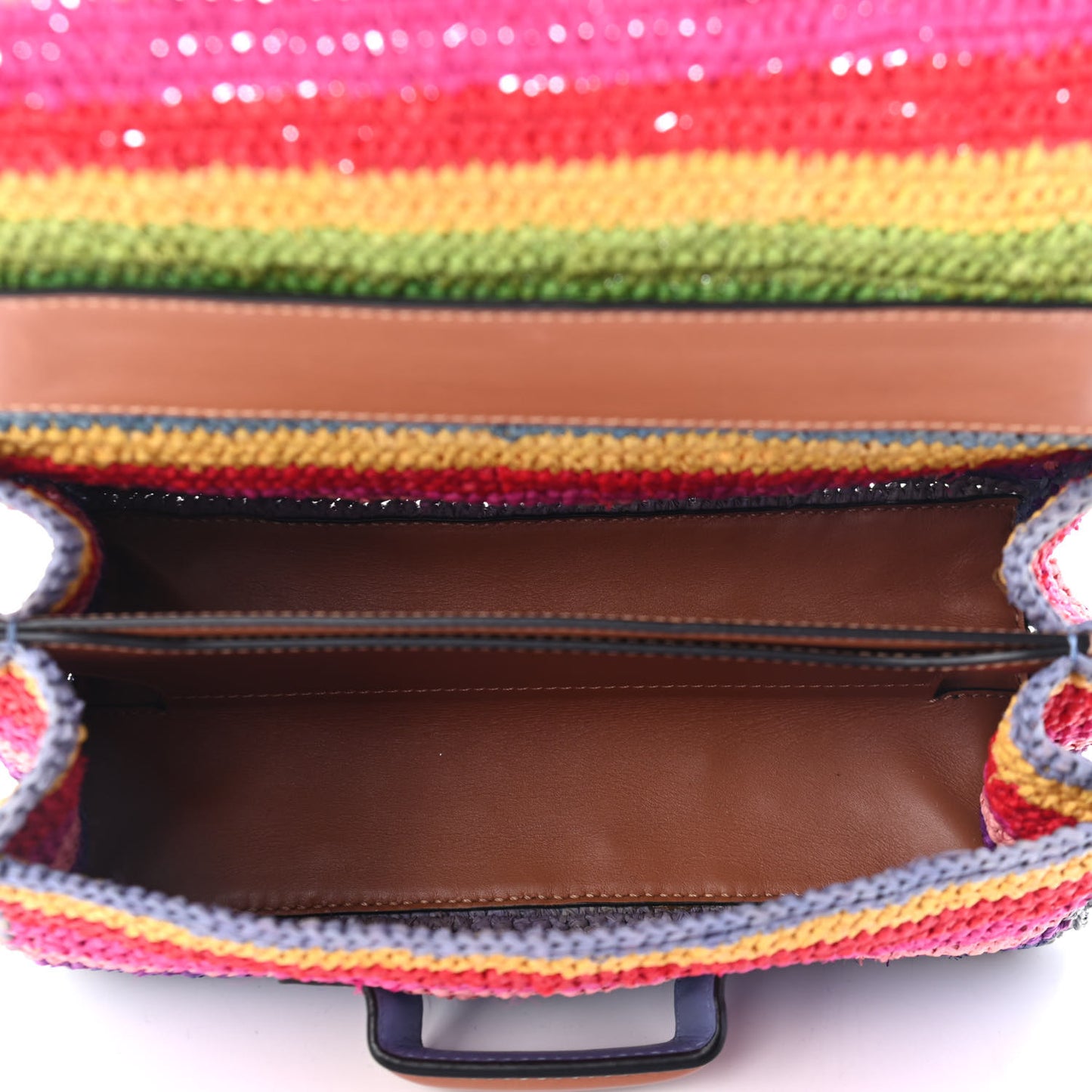 Raffia Paula's Ibiza Medium Barcelona Rainbow Shoulder Bag Tan