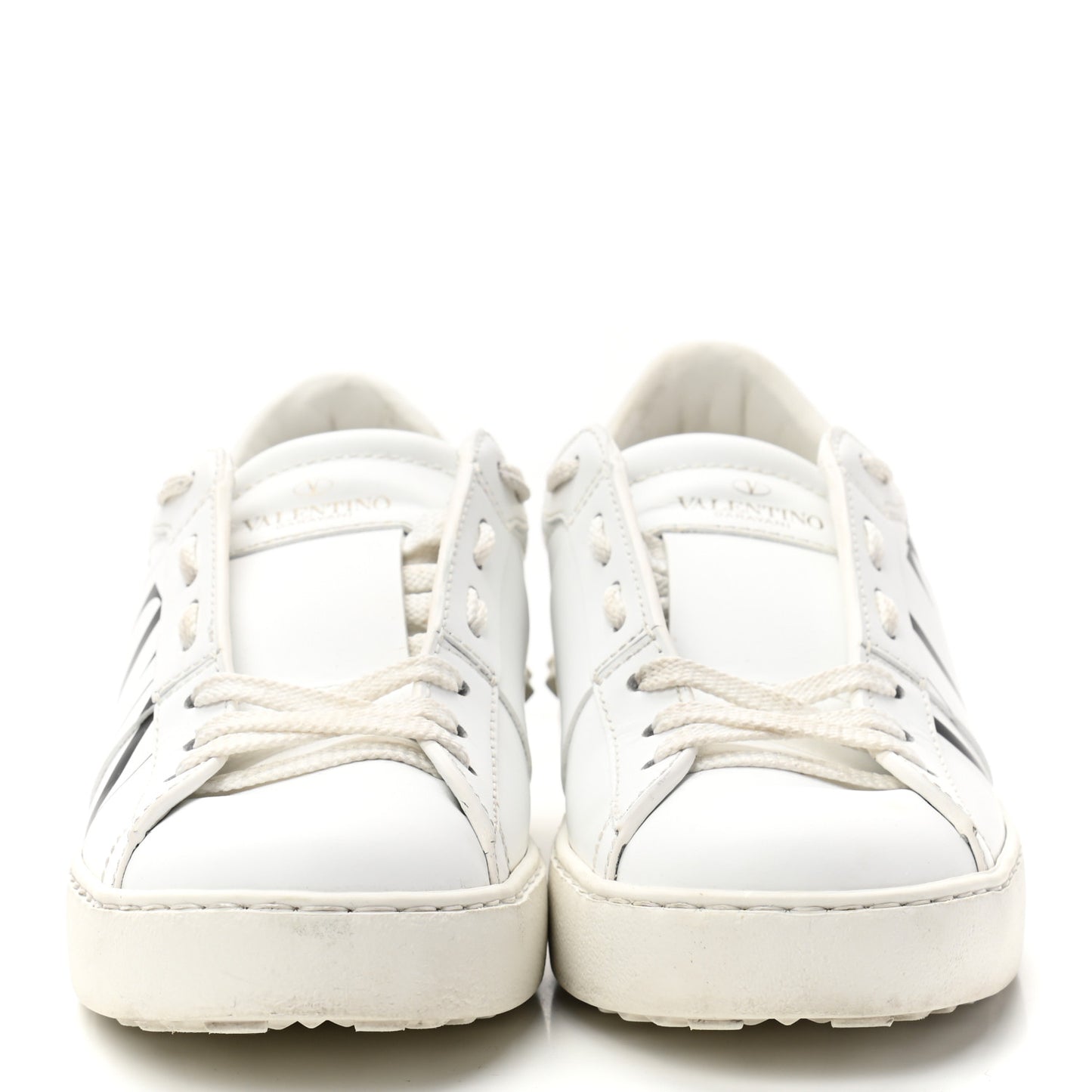 Calfskin VLTN Rockstud Open Sneakers 36 White