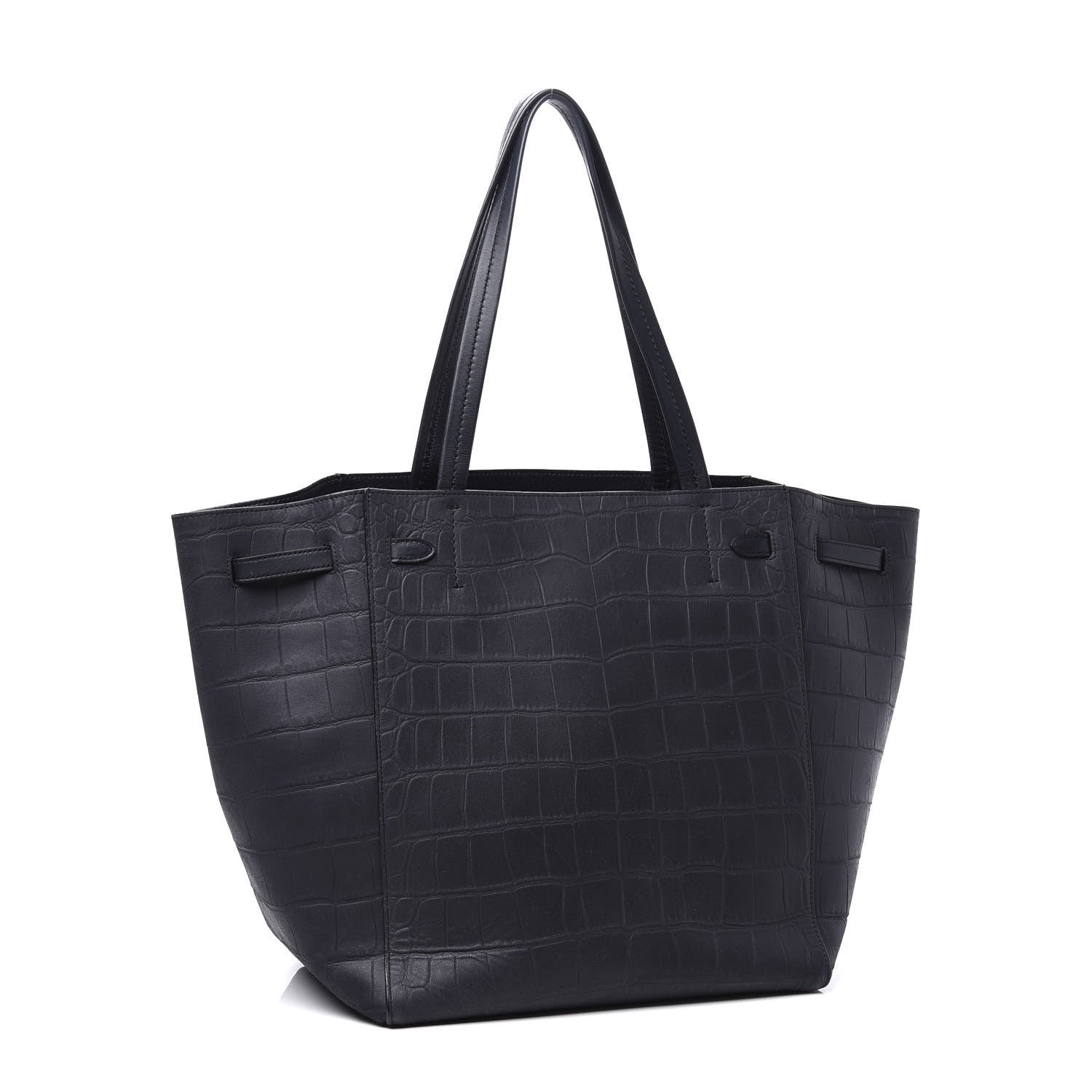 Celine Crocodile Embossed Nubuck Small Belt Cabas Phantom Navy Blue 2 of 9