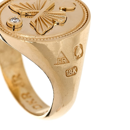 Foundrae 18K Yellow Gold Diamond Reverie Signet Ring 46 3.75 6 of 7