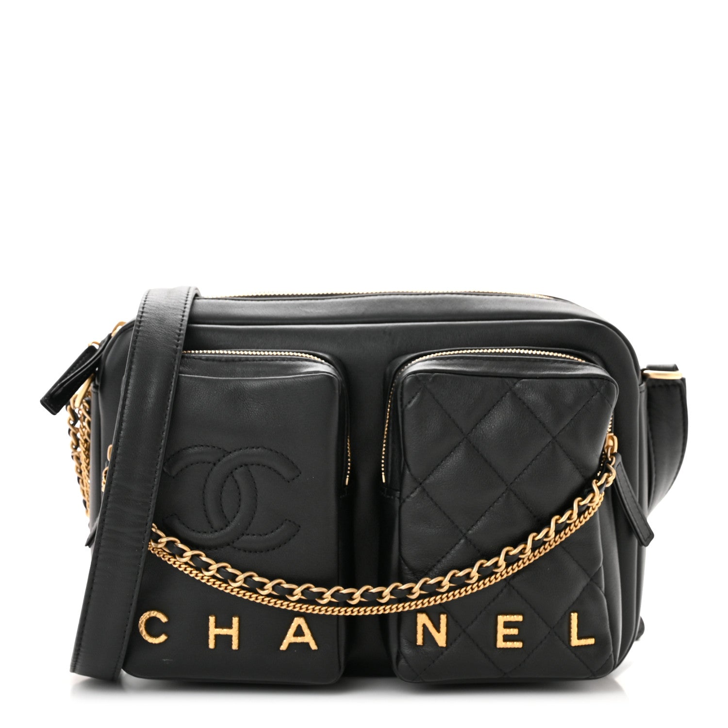 Chanel Calfskin Quilted Large Camera Case Black 1 of 10