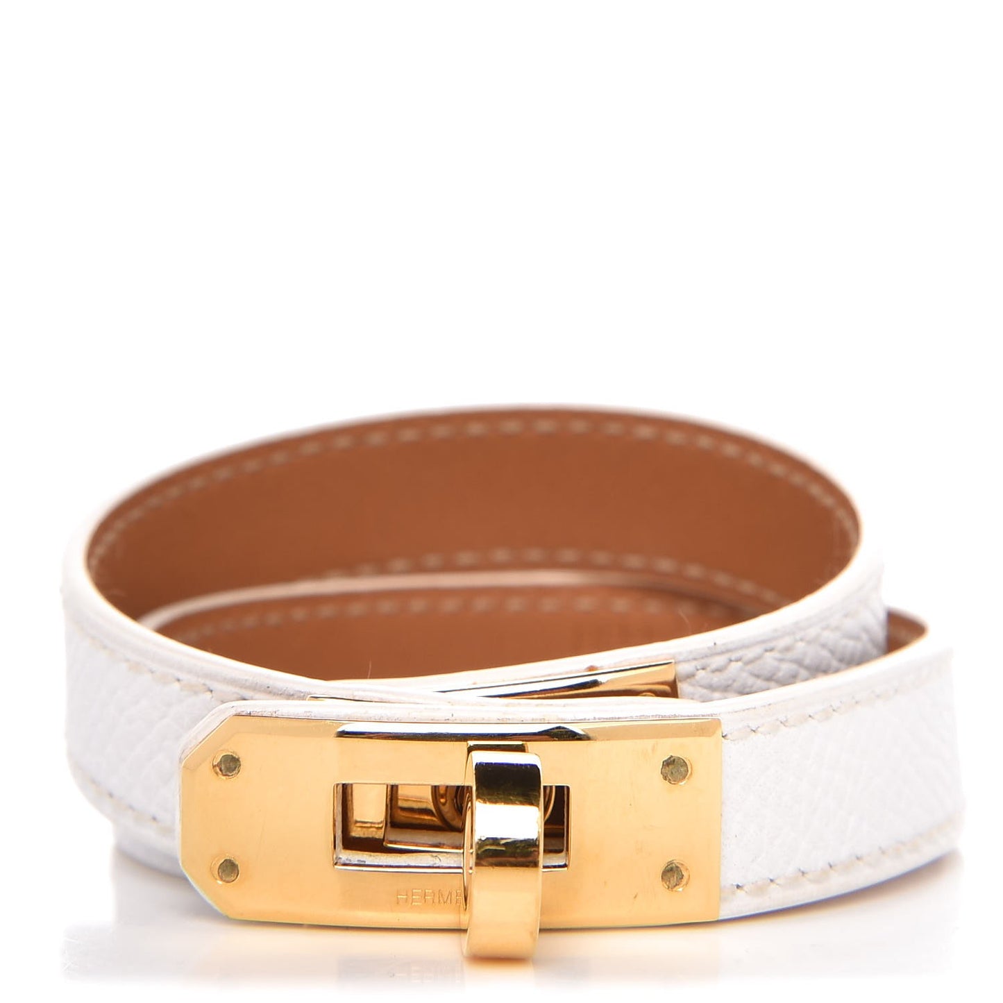 Epsom Kelly Double Tour Bracelet S White