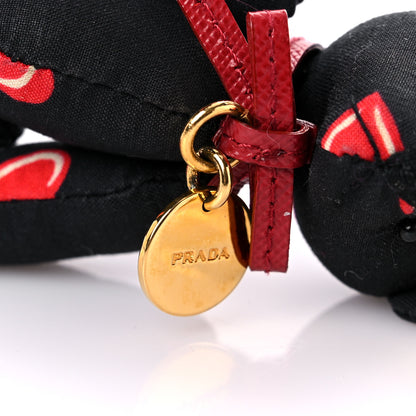 Prada Heart Print Teddy Bear Keychain Black Red 3 of 3