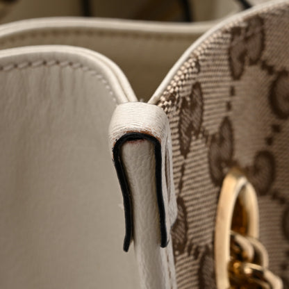 Gucci Monogram Calfskin Medium Horsebit 1955 Tote Bag Beige Mystic White 14 of 16