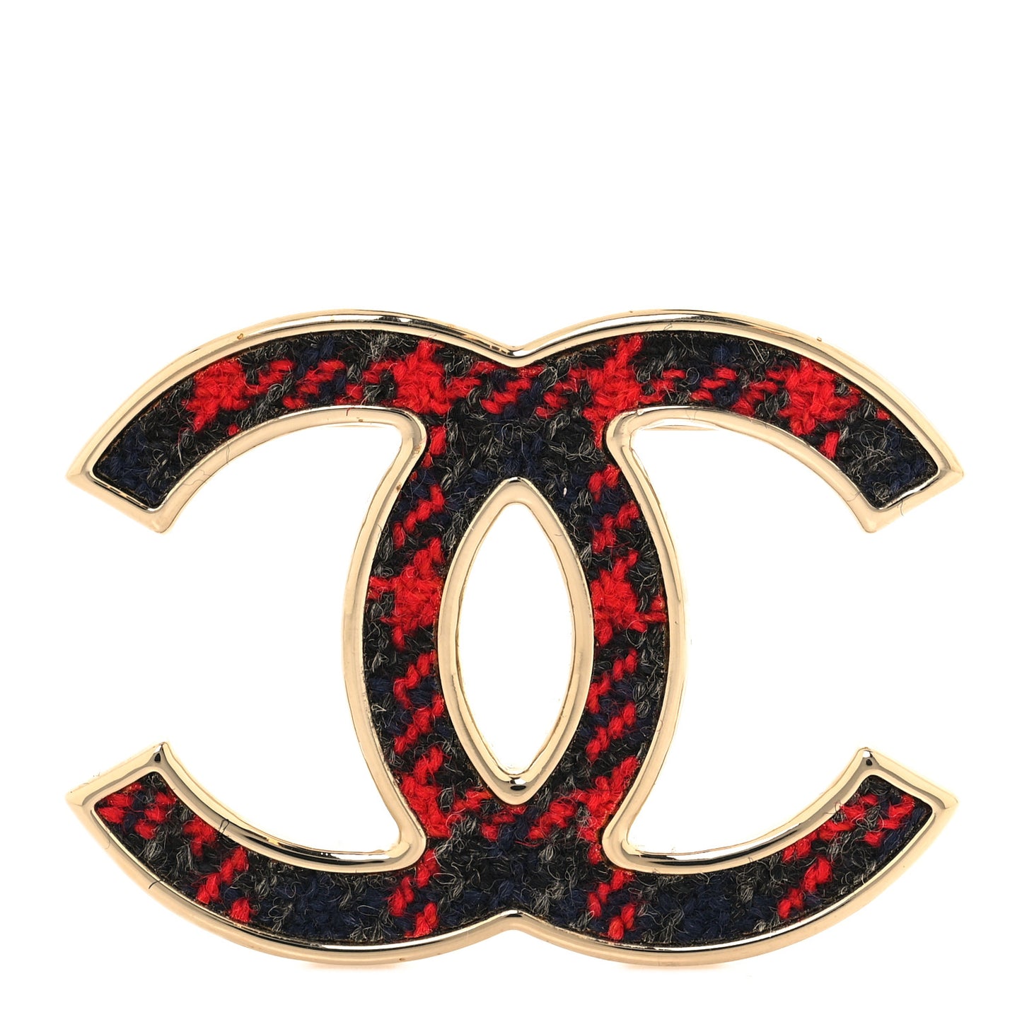 Tweed CC Brooch Silver Multicolor