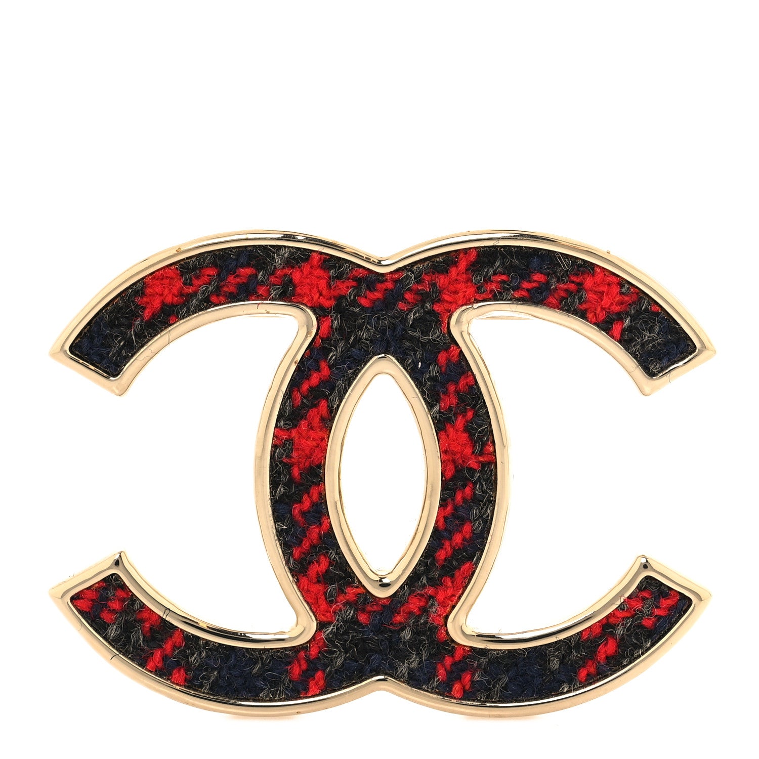 Chanel Tweed CC Brooch Silver Multicolor 1 of 4