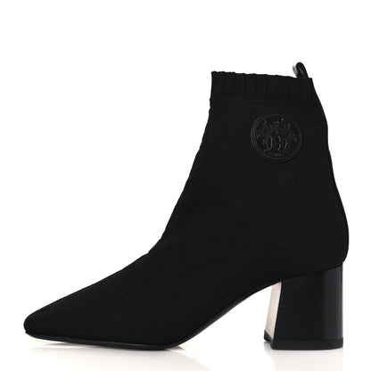 Hermes Knit Calfskin Volver Ankle Boots 40 Black 1 of 8