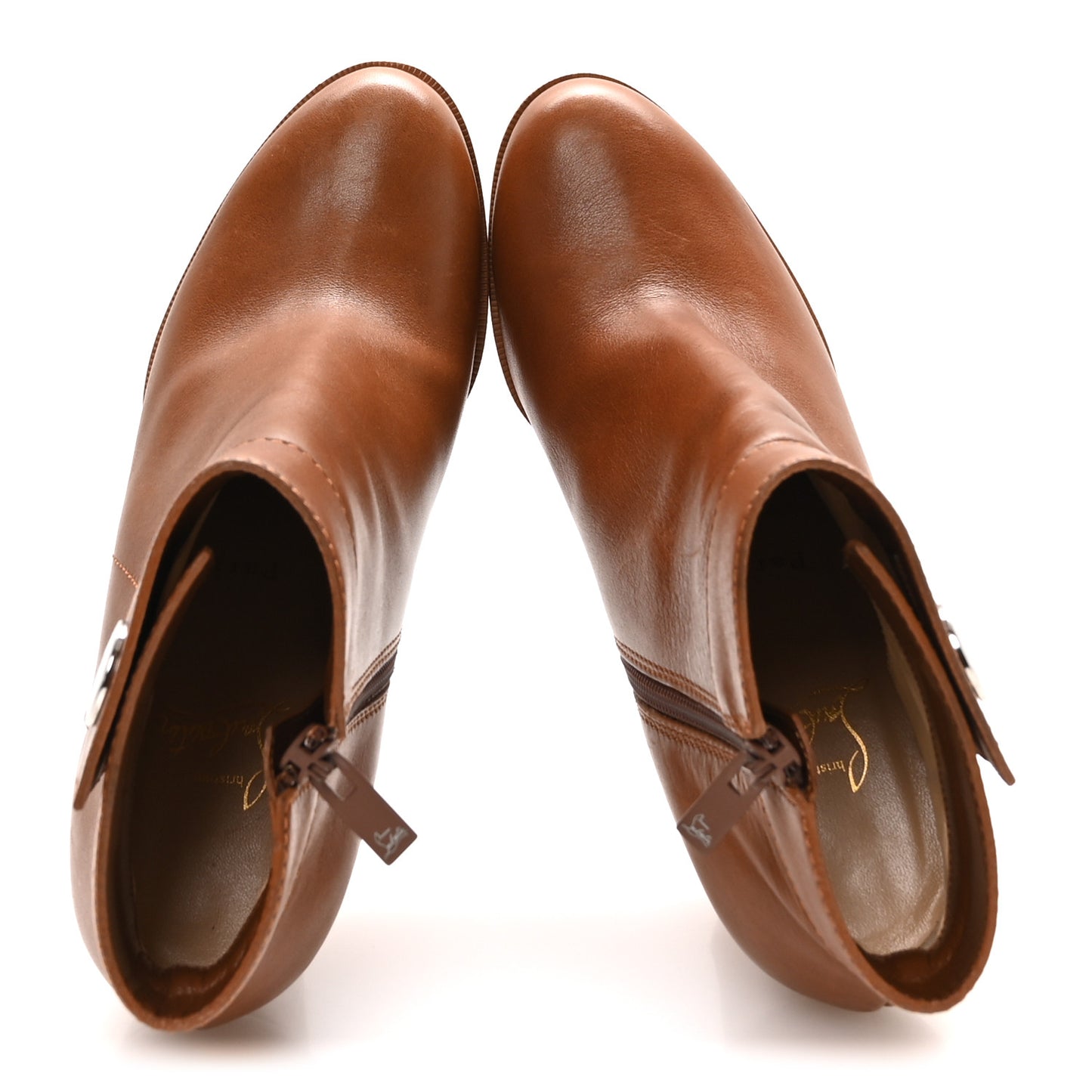 Calfskin Janis Alta 120 Booties 38.5 Cuoio