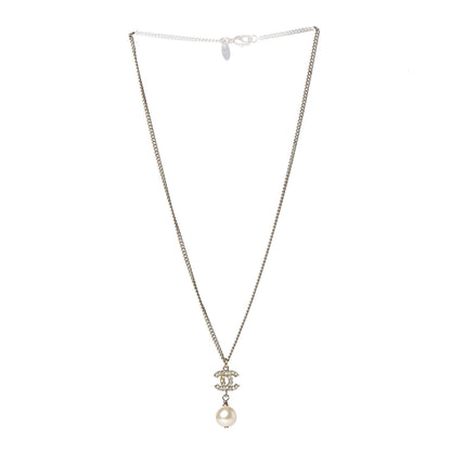 Chanel Crystal Pearl CC Drop Necklace Gold 3 of 6