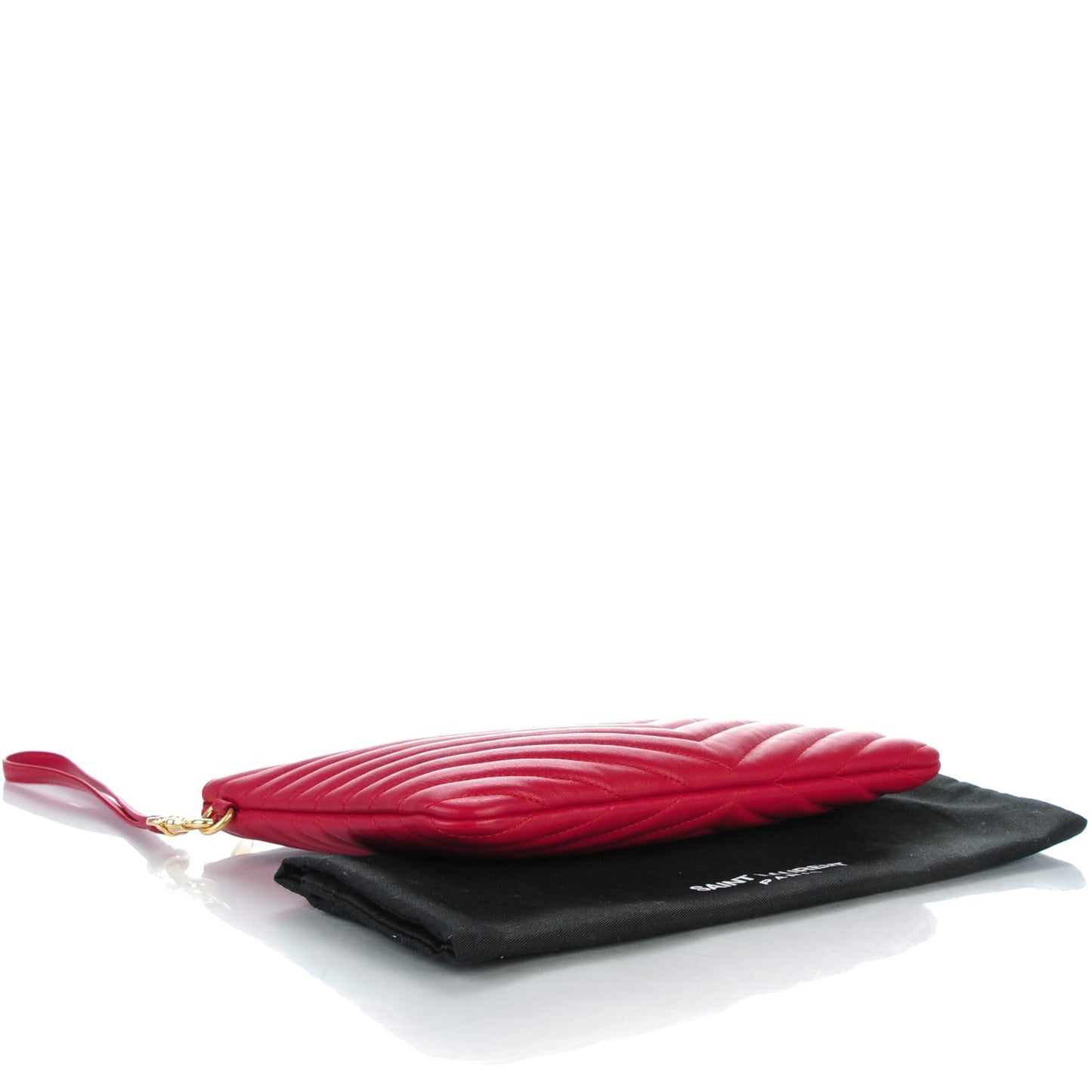 Calfskin Matelasse Chevron Monogram A5 Wristlet Red