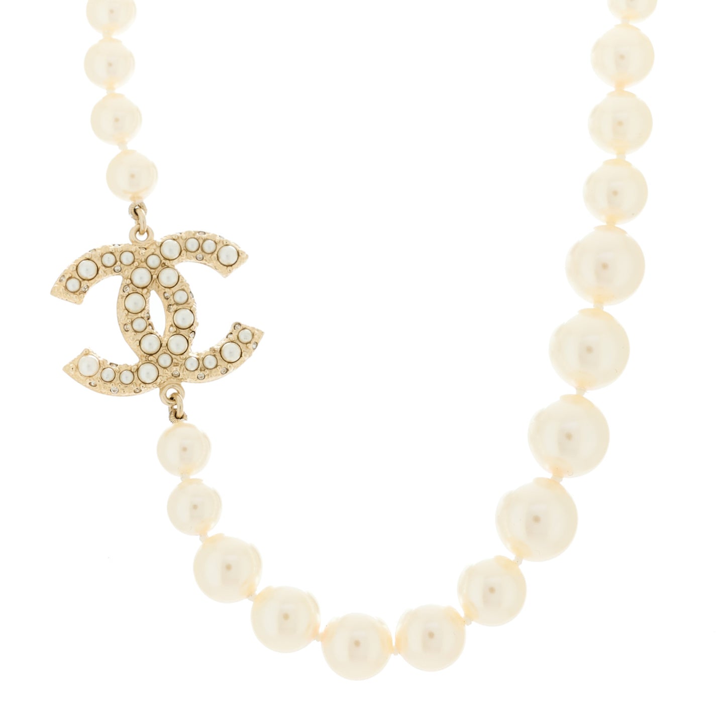 Pearl CC 100th Anniversary Necklace Light Gold