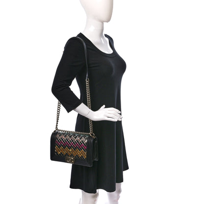 Chanel Lambskin Tile Embroidered Medium Brasserie Mosaic Boy Flap Black Multicolor 2 of 9