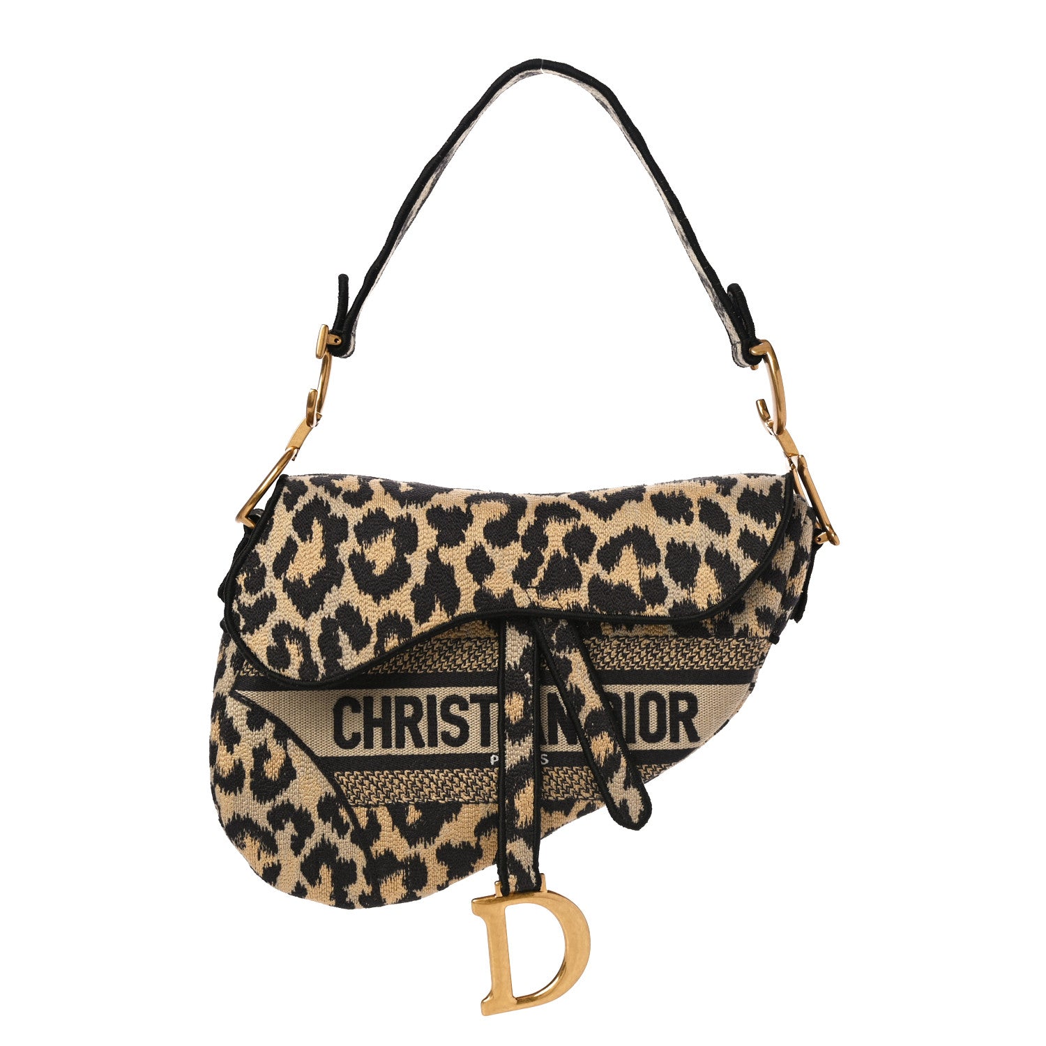 Christian Dior Canvas Mizza Embroidered Saddle Bag Beige Multicolor 1 of 10
