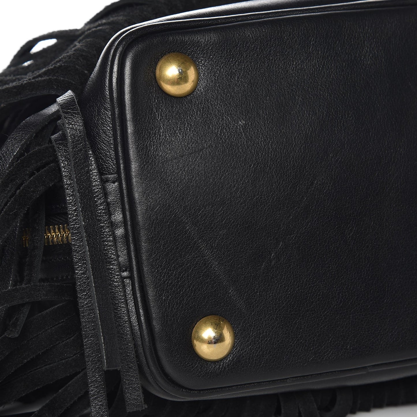 Calfskin Small Emmanuelle Fringe Hobo Bag Black