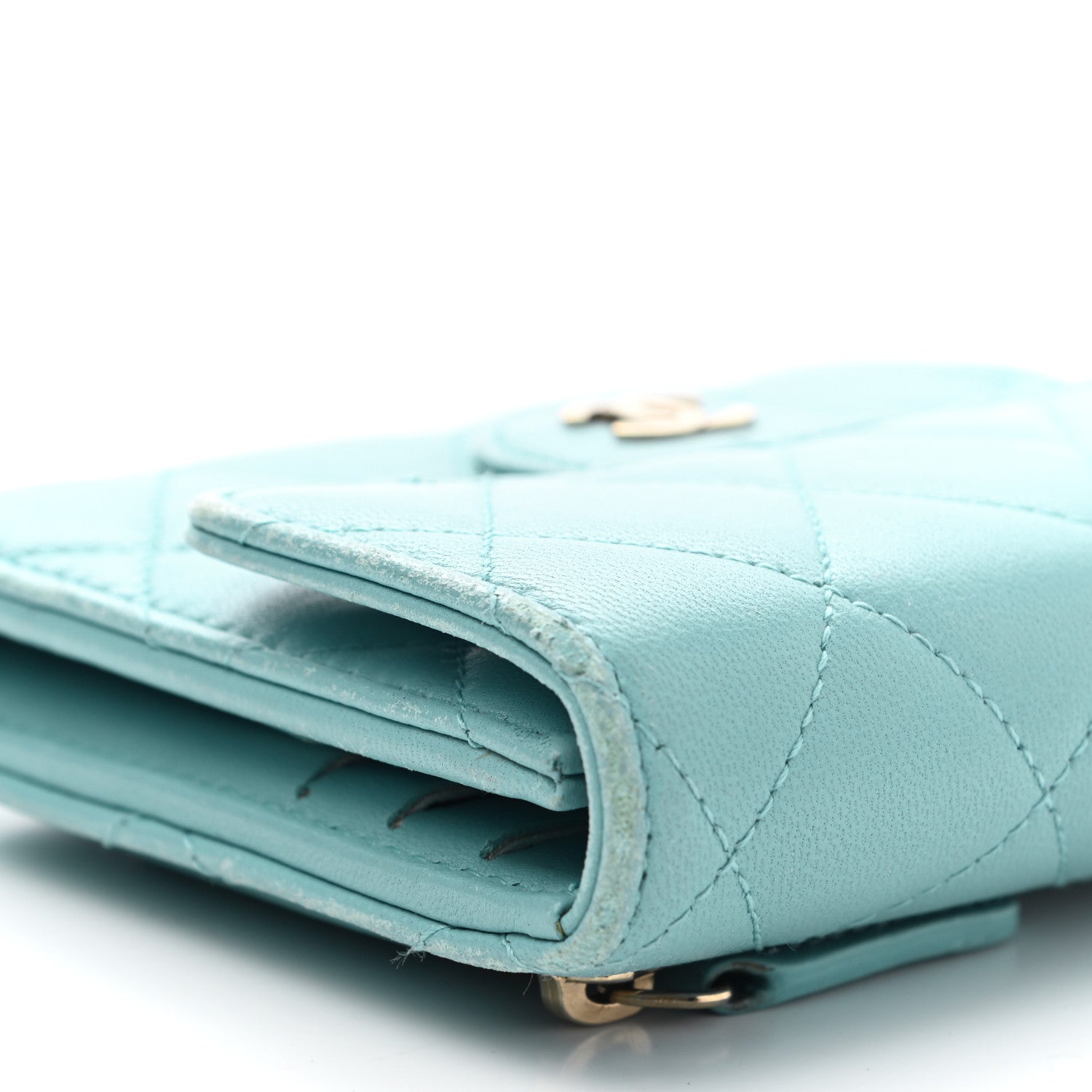 Chanel Lambskin Quilted Compact Flap Wallet Light Blue 11 of 18