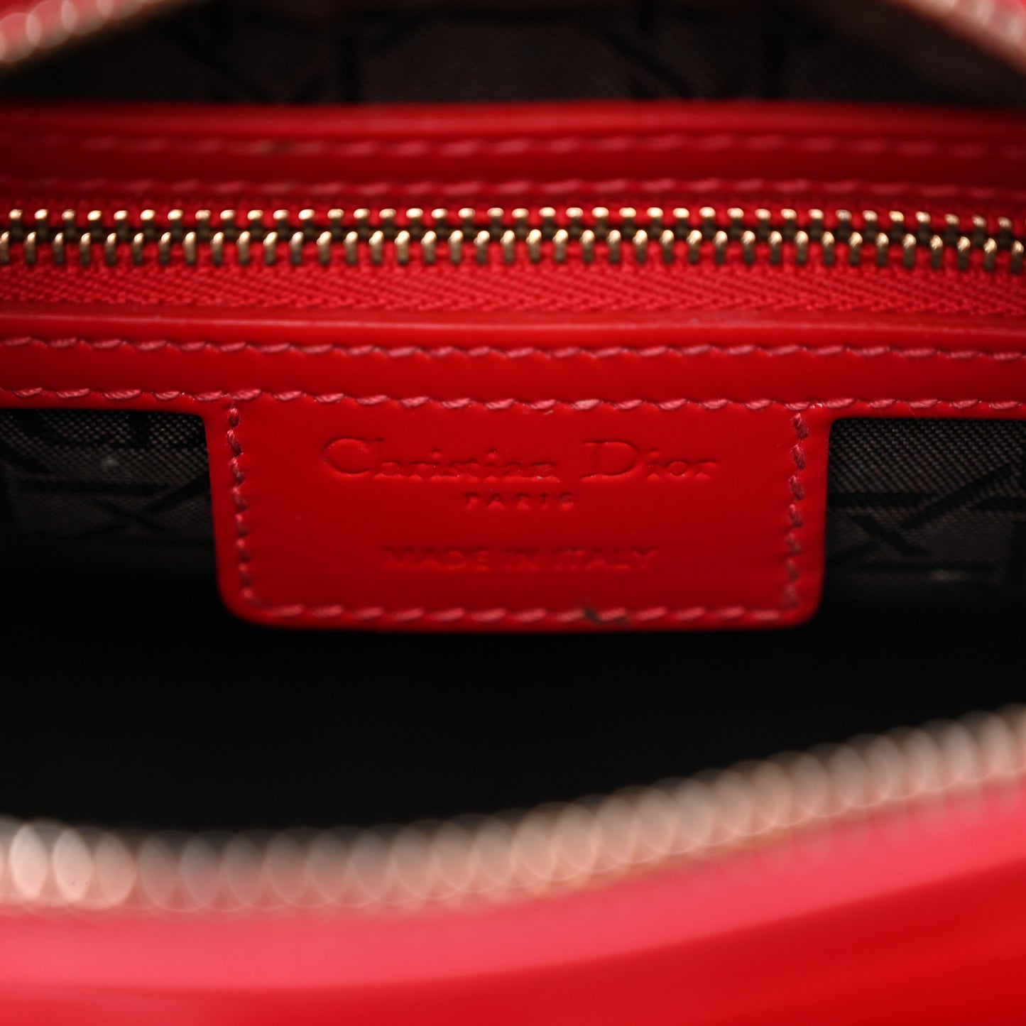 Patent Cannage Medium Lady Dior Red