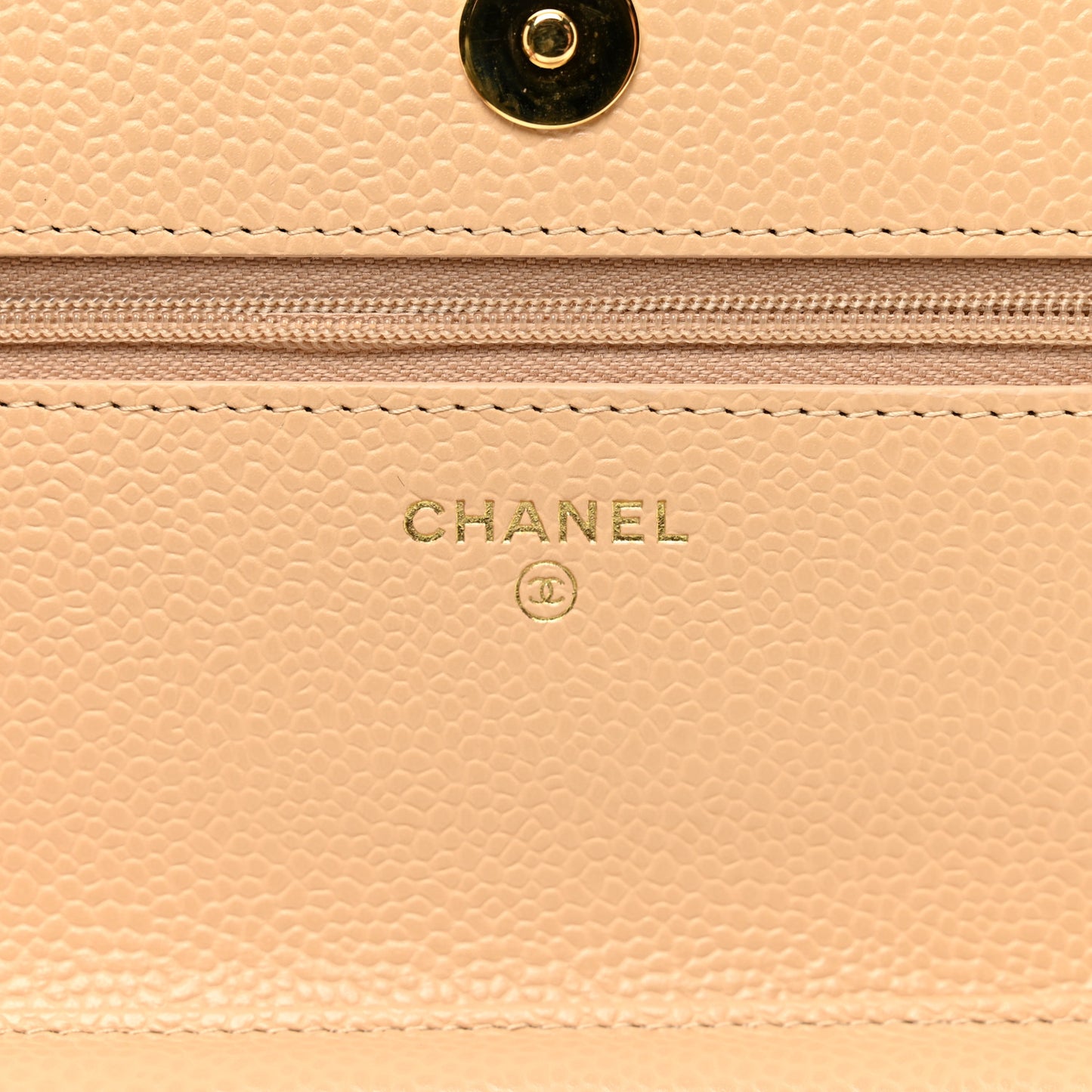 Caviar Quilted Wallet On Chain WOC Beige