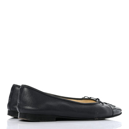 Chanel Goatskin Patent CC Cap Toe Ballerina Flats 39 Black 4 of 15