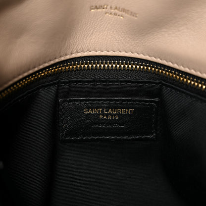 Saint Laurent Lambskin Quilted Medium Loulou Puffer Monogram Chain Satchel Dark Beige 6 of 11