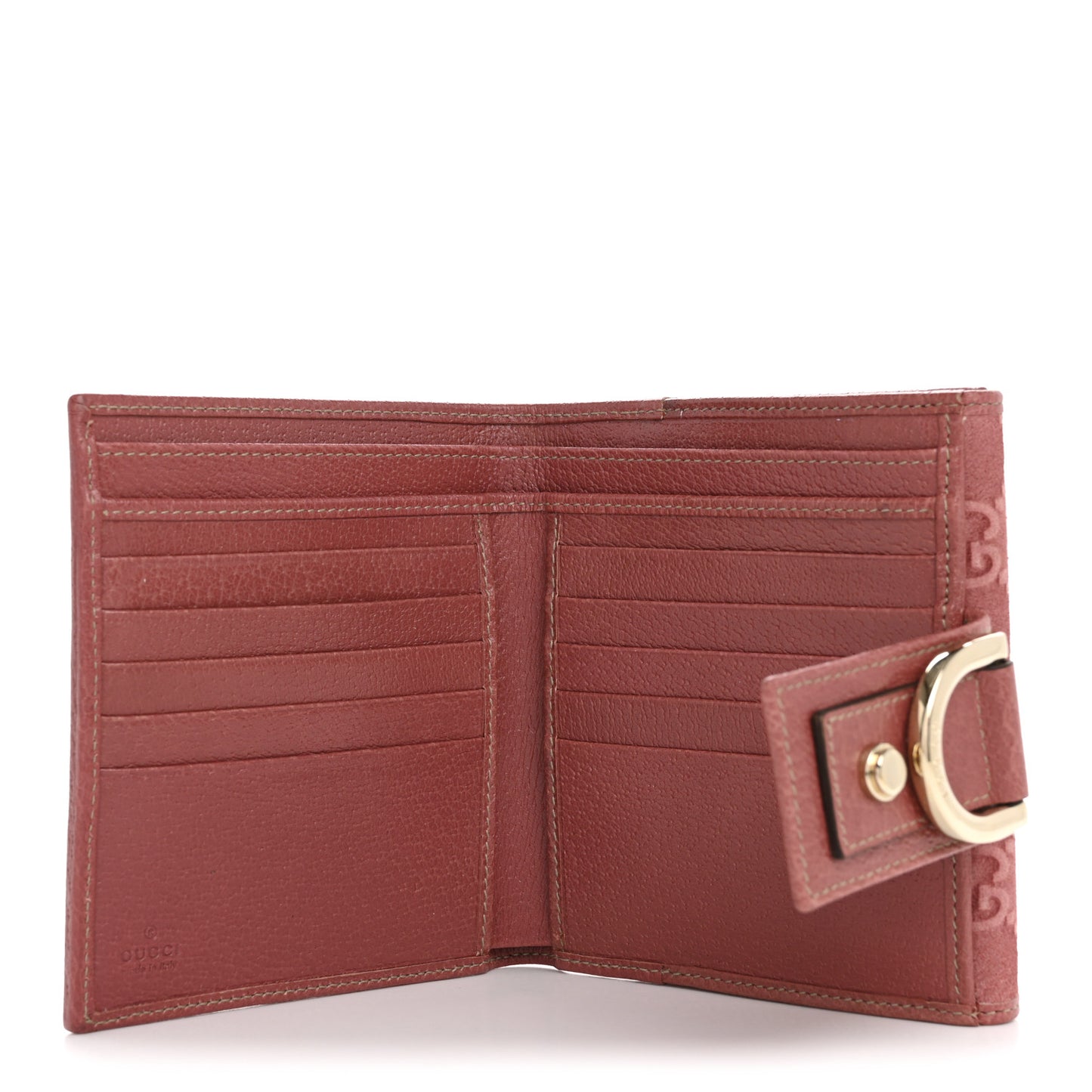Suede Monogram Abbey Compact Wallet Pink