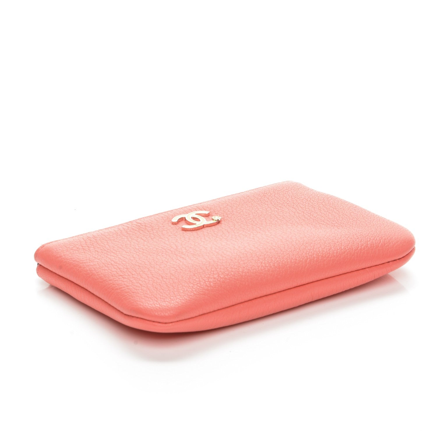 Chanel Goatskin Small CC Clover Cosmetic Case Corail 4 of 7
