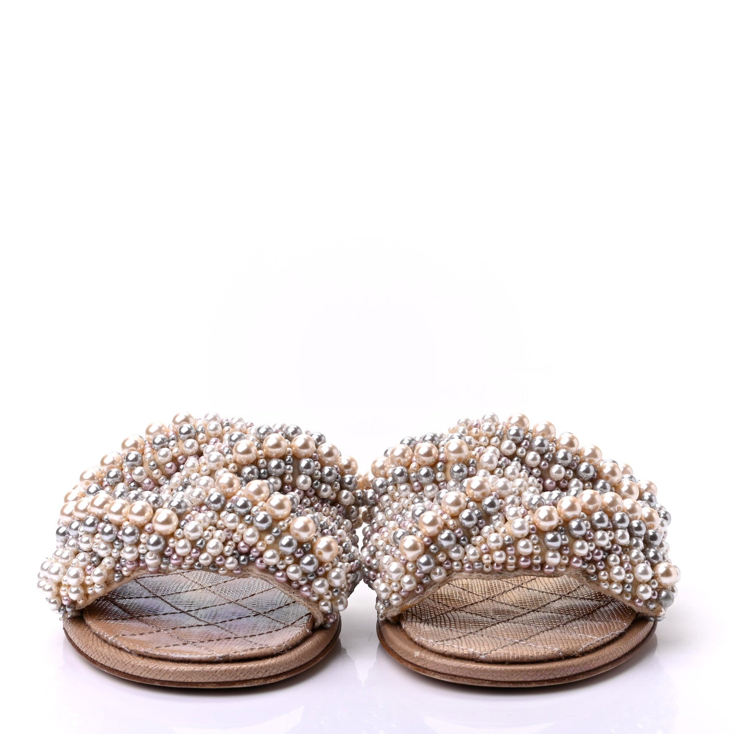 Chanel Fantasy Calfskin Pearl Cord CC Mules 38 Ivory 2 of 9