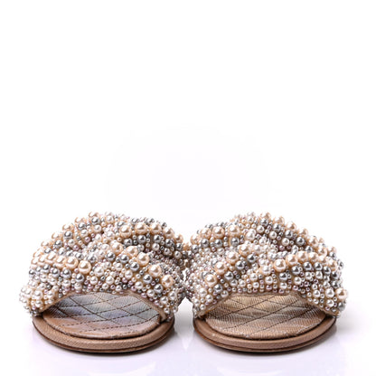 Chanel Fantasy Calfskin Pearl Cord CC Mules 38 Ivory 2 of 9