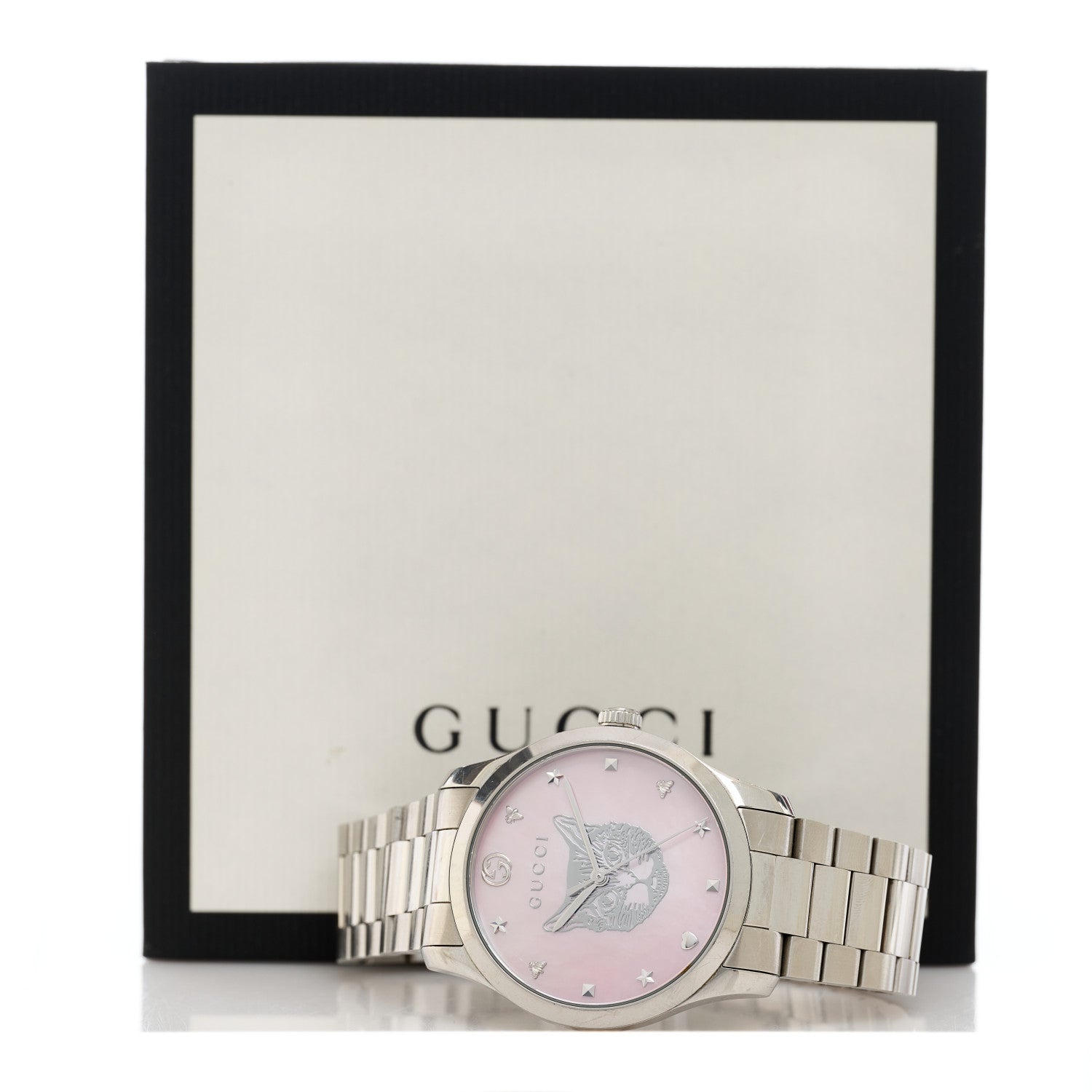 Gucci Stainless Steel Pink Mother of Pearl 38mm G-Timeless Cat Quartz Watch 5 of 5